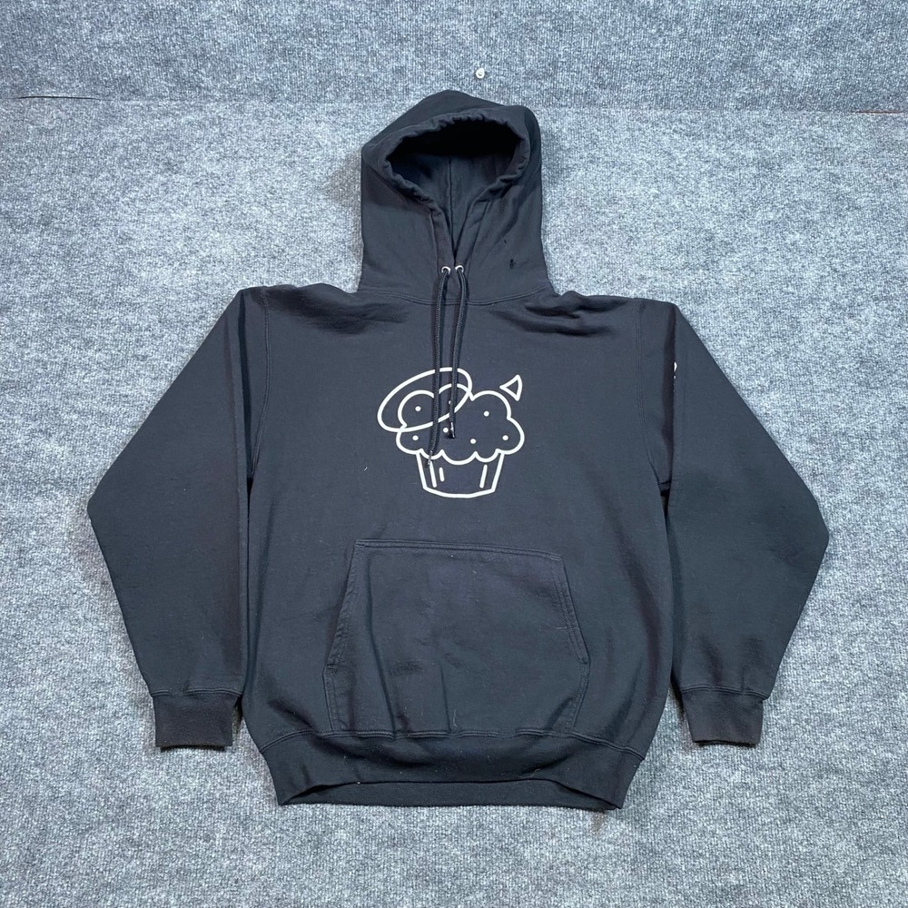 One Million Muffins Cupcake Graphic Hoodie Black Mens Medium